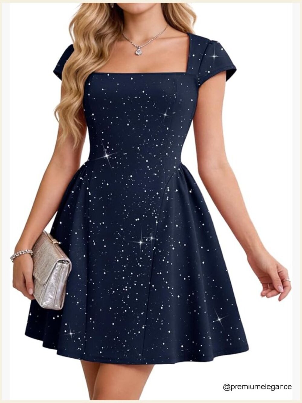 Sequin Square Neck Mini Prom Dress A-Line Short Cocktail Party Dress